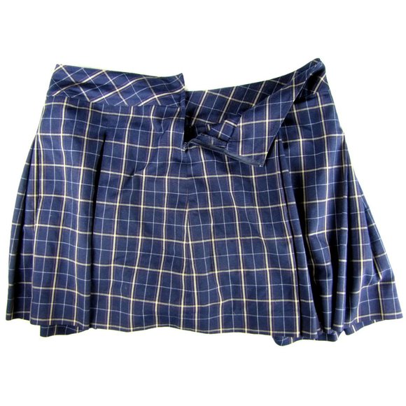 SALE! Plaid Pleated Goth Punk Blue Midi Knee Skirt - Picture 2 of 3